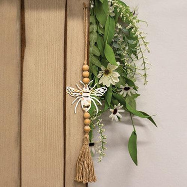 Beaded White Metal Bee Ornament - The Fox Decor